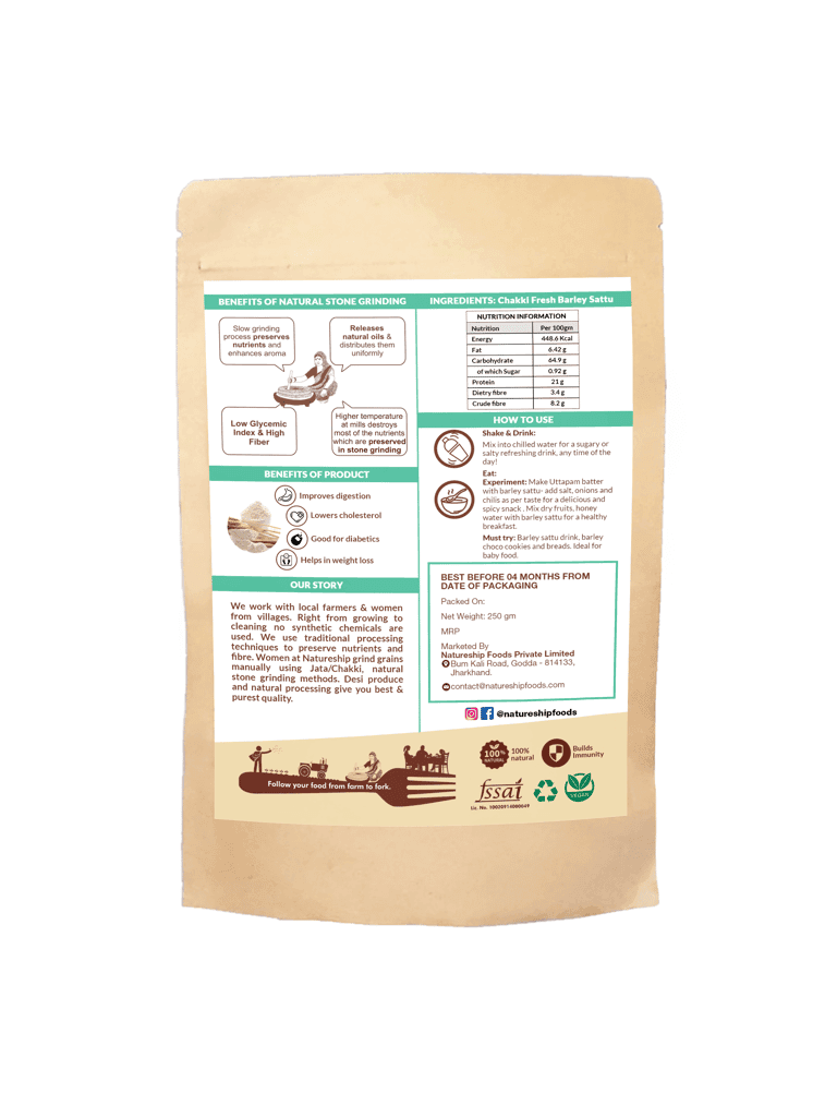 Natureship - Hand roasted and stone ground, Jau Sattu, 500 grams. view 2