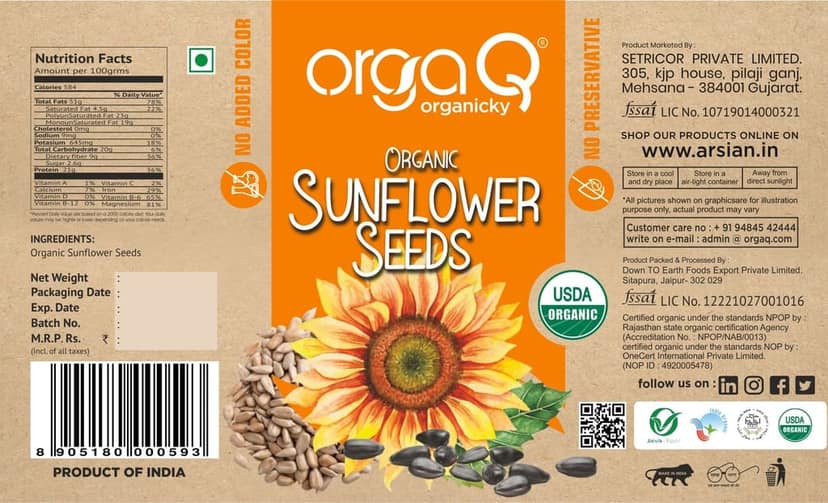 OrgaQ Organicky Organic Sunflower Seeds (surajmukhi ke beej) view 2