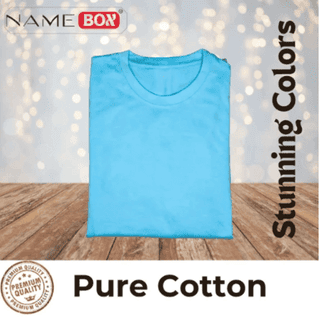 NameBox Pure premium cotton T shirts, Sky Blue, Size - 42 (L)