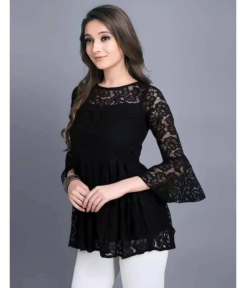 Hemang Fashion Women's Net Peplum Top ( Blue ) view 2