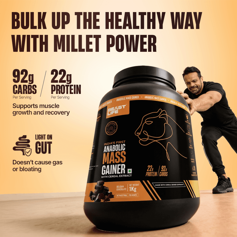 Anabolic Mass Gainer with Ultrasorb Tech | No Maltodextrin | Belgian Chocolate | 1 kg view 2