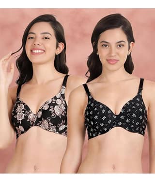 Shyaway Pack of 2 Nylon Lightly Padded Women's T-Shirt Bra ( Multicolor ) shya-c2b-1561