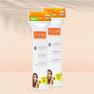 Tulips 100 Round Facial Cotton Pads in a Ziplock Bag (Pack of 2)