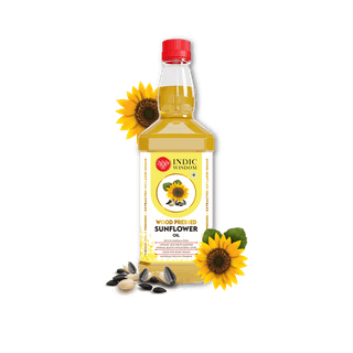 IndicWisdom Wood Pressed Sunflower Oil 1 liter (Cold Pressed Sunflower Oil - Extracted on Wooden Churner)
