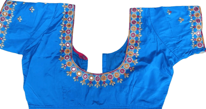 Blue Mirror Work Embroidered Blouse