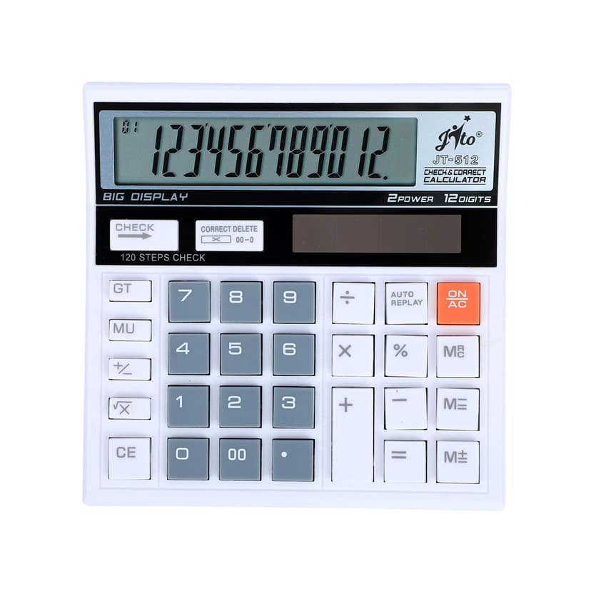 Jito 12 Digits White Grey Electronic Calculator with 18 Months Warranty