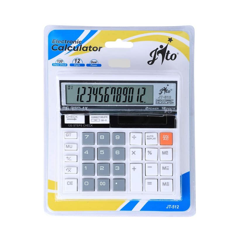 Jito 12 Digits White Grey Electronic Calculator with 18 Months Warranty view 2