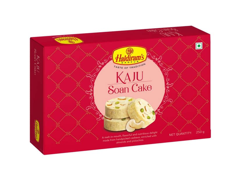 Haldiram's Kaju Soan Cake Packed Sweets - 250 Gm - Pack of 2