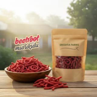 Sreshta Farms Crispy Murukulu Healthy South Indian Snack Beetroot