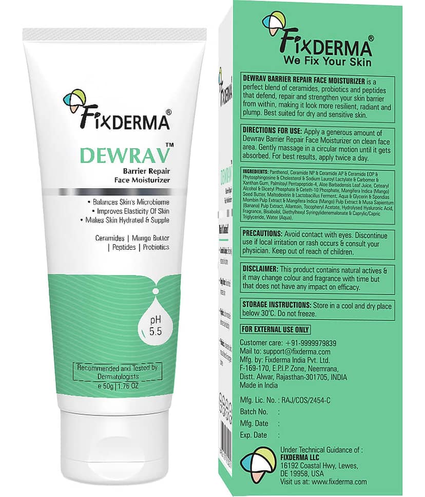 Fixderma Dewrav Ceramide Moisturizer with Peptide & Mango Butter for All Skin Types Face Wash (50 g) view 2