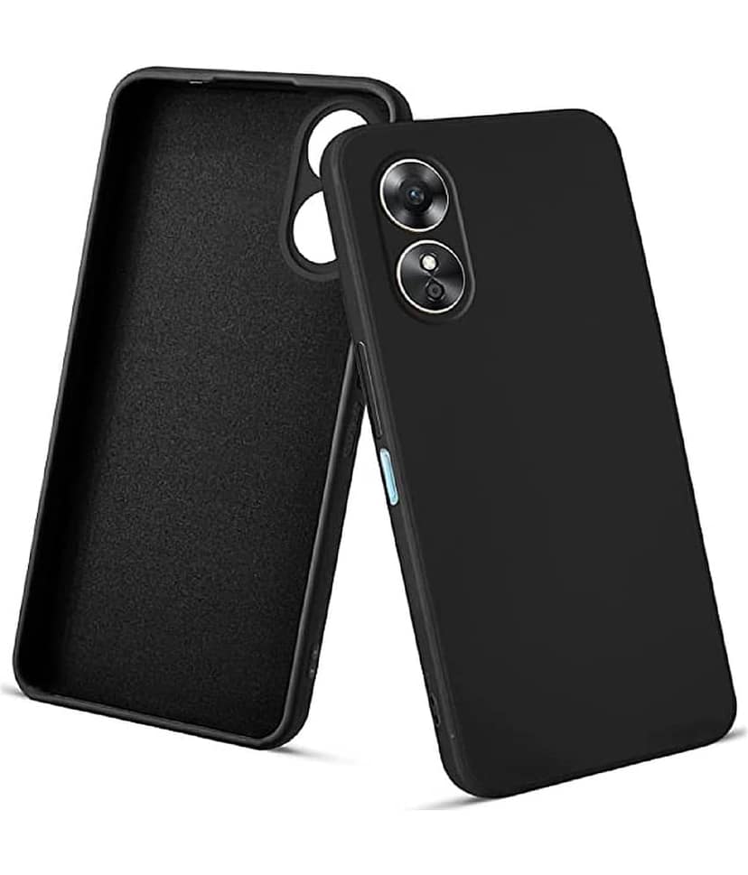 ZAMN - Black Silicon Plain Cases Compatible For Oppo A17 ( Pack of 1 )