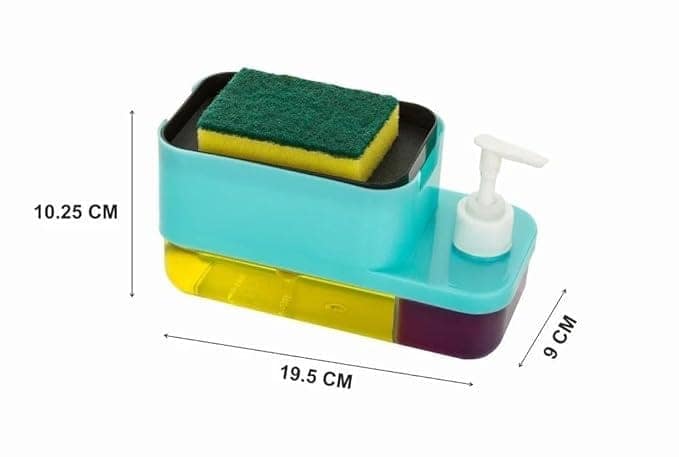 Soap Pump Dispenser for Kitchen and Bathroom, Dish Soap Liquid Dispenser Sponge Holder with Sponge Holder (Multi-Colour) (Plastic) view 2