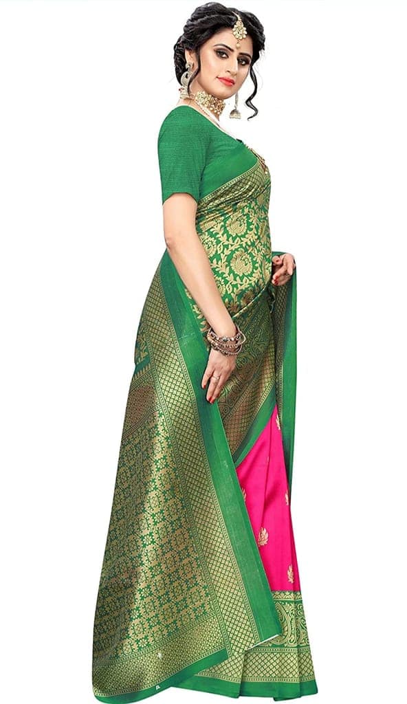 ATTIRIS Women's Mysore Art Silk Saree with Blouse Piece, (0.8m) view 2