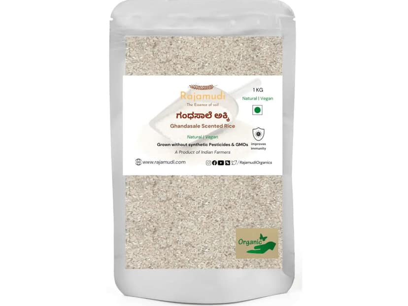Rajamudi Organics Authentic Organic Ghandhasale Rice - 1 Kilogram