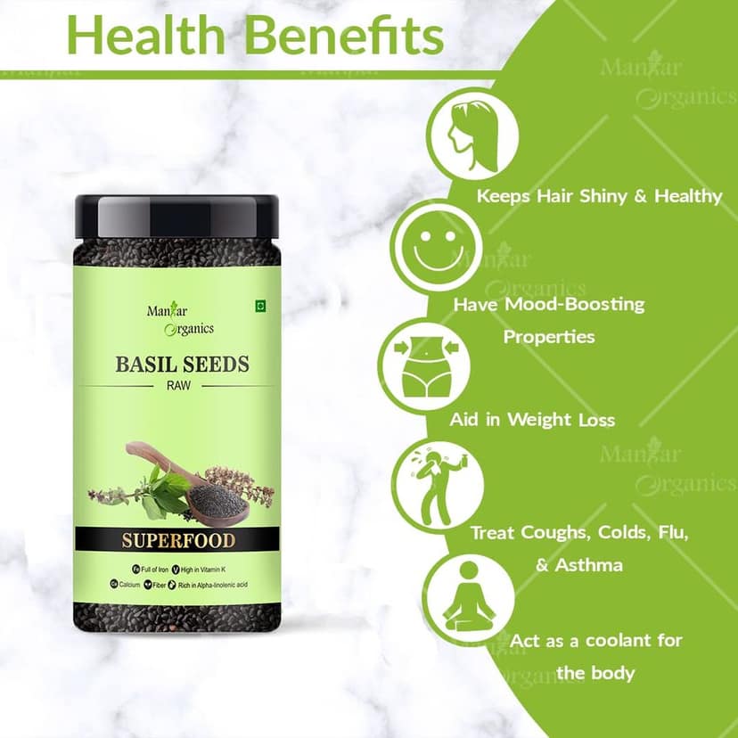 ManHar Organics Raw Basil Seeds 150gm | Sabja Seeds| kamakasturi seeds| tukmalanga seeds| For Eating & Weight Management view 2