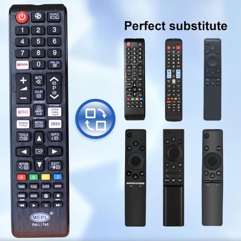 Compatible Universal Samsung Tv Smart TV Remote Control | Non Voice with Netflix, Prme Video, Zee5 & SmartHub Hotkeys |Exactly Same Remote Will Work Only (Samsung Netflix L1745 Non Voice) view 2