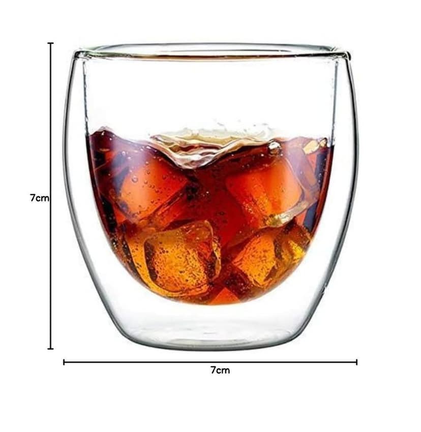 Double Wall Tea Mug, 250 ML, Set of 1, Glass Double Layer Coffee Cup for Hot & Cold Drink, Perfect for Lemon, Green Tea, Milk and hot Chocolate view 2