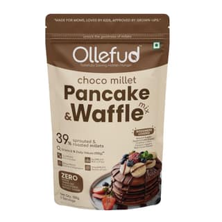 Ollefud Choco Millet Pancake & Waffle Mix | Coconut Jaggery, Fruits, Nut & Seed | No Maida, No Refined Sugar | Protein & Fiber Rich | Iron Source | 150g