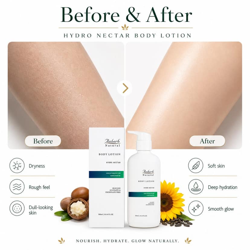 Anherb Natural Hydro Nectar Body Lotion Shea Butter, Sunflower Oil, and Vitamin E - 300ml view 2