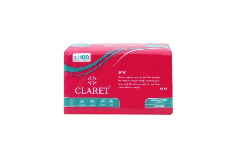 Claret Soft Napkin 27x30 cm, Pink, 100 Sheets, 1-Ply, Highly Absorbent & Super Soft, Ideal for Home, Restaurants, Office - Pack of 4 view 2