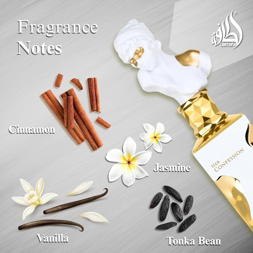 Lattafa Her Confession EDP 100ml for Women Luxury Long Lasting Floral Vanilla Woody Sweet Elegant Feminine Perfume view 2