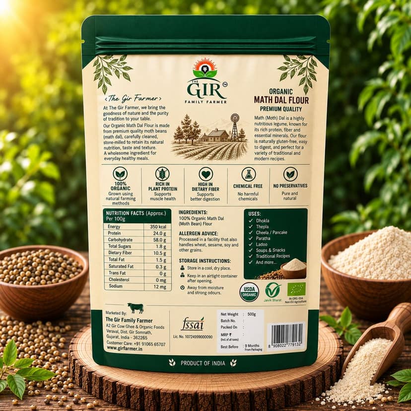 Organic Math Dal Flour - Premium Quality view 2