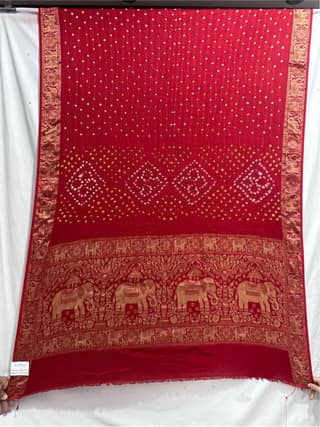 Kala Sanskruti All Over Red Color Art Silk Bandhani Saree 6.5M with Blouse Piece Elegant Traditional Wear Bridal Unique Saree for Women