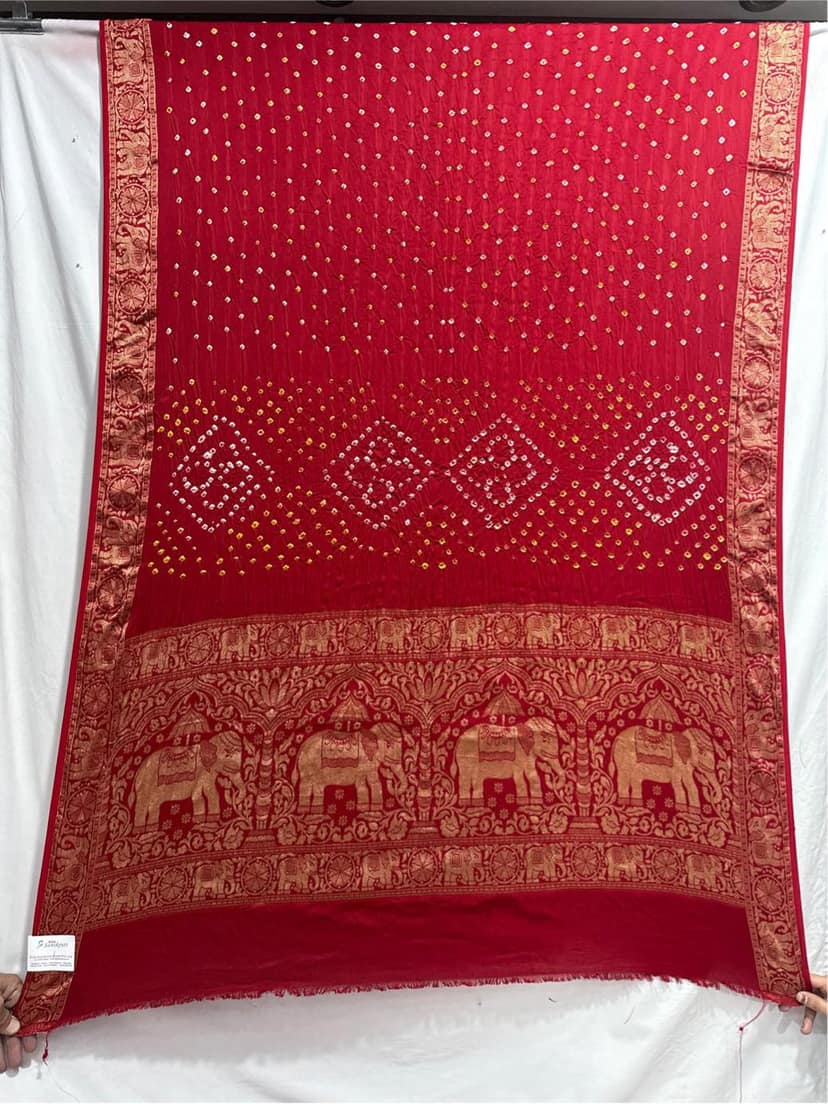 Kala Sanskruti All Over Red Color Art Silk Bandhani Saree 6.5M with Blouse Piece Elegant Traditional Wear Bridal Unique Saree for Women