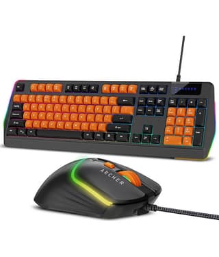 Archer Tech Lab Orange USB Wired Keyboard Mouse Combo