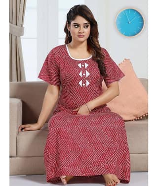 INNER BEATS Multicolor Cotton Blend Women's Nightwear Nighty & Night Gowns ( Pack of 1 )