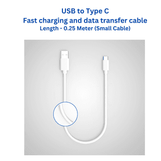 Twance T23W PVC - Type C to USB Charging & data transfer Cable, 0.25 M, White