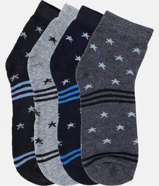 Kolor Fusion Cotton Blend Men's Printed Multicolor Ankle Length Socks ( Pack of 4 )