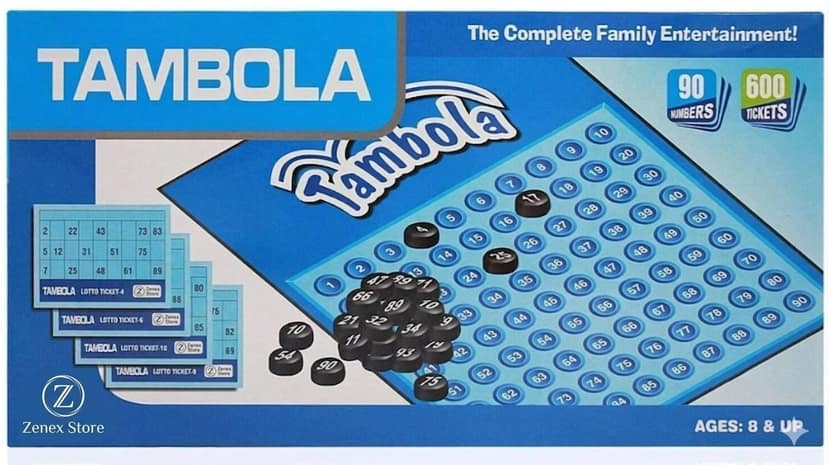 Zenex Store Classic Tambola Game Set Housie Board Game with Tickets Tokens for Family Events Party & Fun Board Game - Blue