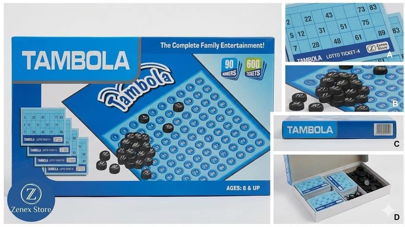 Zenex Store Classic Tambola Game Set Housie Board Game with Tickets Tokens for Family Events Party & Fun Board Game - Blue view 2