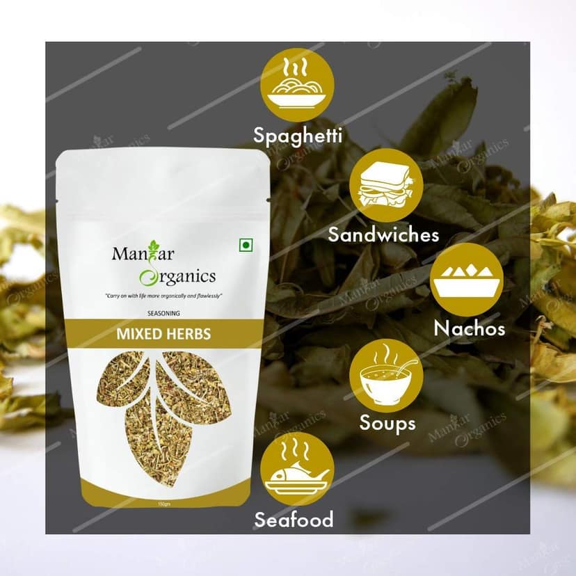 ManHar Organics Dried Mixed Herbs Seasoning: 1Kg (Mix of oregano, basil, thyme, rosemary, parsley, chilli flakes, garlic powder) (Mixed herbs, 1Kg) view 2