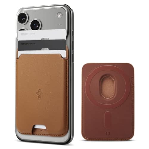 Spigen Valentinus (Magfit) Magnetic Card Holder up to 3 Cards, Faux Leather MagSafe & Pixelsnap Wallet Compatible with iPhone 17/16/15/14/13/12 Models, Pixel 10 Series - Brown Spigen Valentinus (Magfit) Magnetic Card Holder up to 3 Cards, Faux Leather Ma view 2