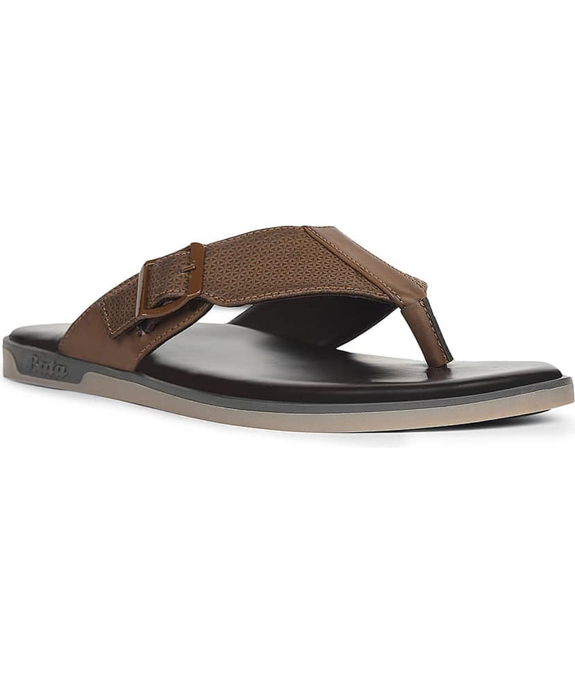 Bata Brown Men's Thong Flip Flop view 2