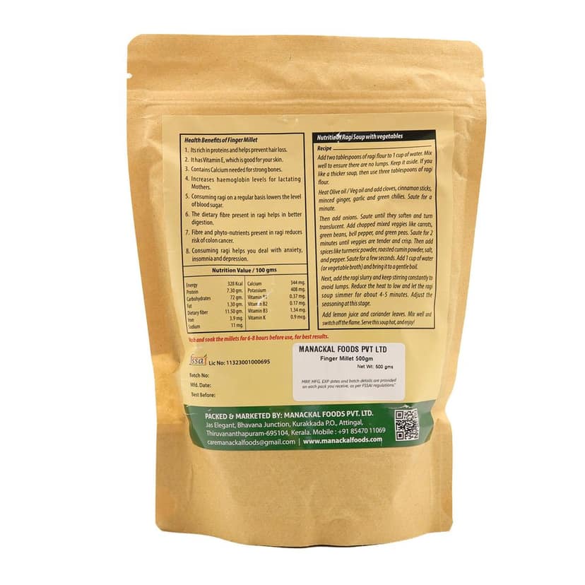 Finger Millet (Ragi) | Whole Grain 500g | Natural & Unpolished | High Calcium Superfood | Gluten-Free | 500g view 2