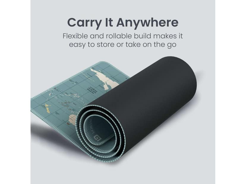 Portronics Comfipad Atlas Anti-Slip Rubber Base, Stitched Edges, Smooth Fabric Surface, Extended Mouse Pad, Rollable Desk Pad for Office - Blue view 2