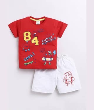Todd N Teen Pack of 1 Baby Boys Cotton T-Shirt & Shorts ( Red )