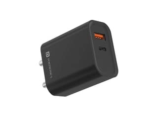Portronics Adapto 45 22.5W Max Output USB & Type-C Dual Output Super Fast Charger,Wall Adapter Power Delivery 3.0& USB A Fast Charge Adaptor for iPhone,Android & Other Type C Enabled Devices - Black