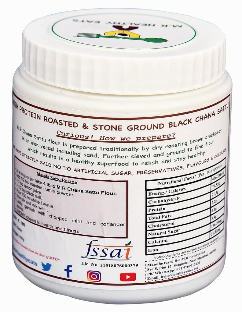 M.R Healthy Eats- High Protein, Roasted & Stone Ground Black Chana Sattu In Food-Grade Container 400g each (Pack of 2) view 2