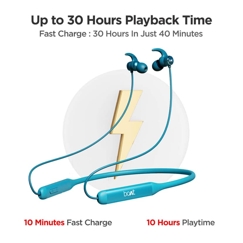 boAt Rockerz 330 | Bluetooth Earphone with Upto 30 Hours Nonstop Audio Bliss, Peerless Metallic Control Panel Teal Green view 2