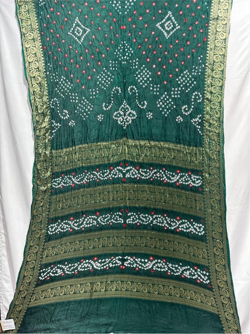 Kala Sanskruti All over Green Color Art Silk Bandhani Saree 6.5M with Blouse Piece Elegant Traditional Wear Bridal Unique Saree for Women