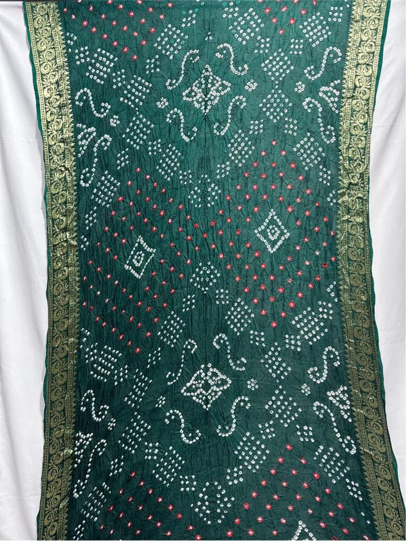 Kala Sanskruti All over Green Color Art Silk Bandhani Saree 6.5M with Blouse Piece Elegant Traditional Wear Bridal Unique Saree for Women view 2