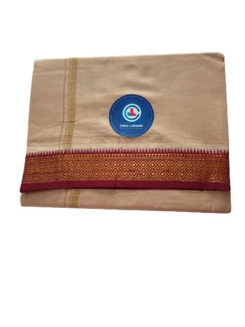 JINKA LAKSHMI COLLECTIONS Pure Cotton White Dhoti 4 Meters Unstitched Pack of 2 (Multicolor-4) view 2