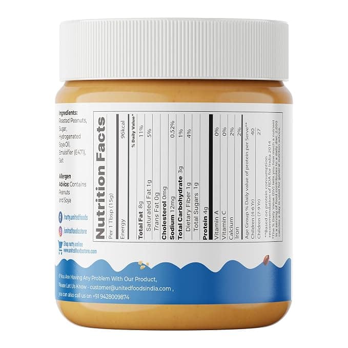 Nutty Crunchy Peanut Butter 340g, 100% Non-GMO, Vegan, Source of Protein & Dietary Fibre Food, 0% Trans-Fat, Original American Flavored Peanut Butter (340g) view 2