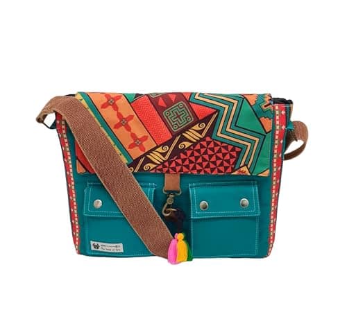The House of tara Messenger Bags for Women | Teal Laptop Messenger Bag made with Canvas | Fits up to 15.6 Inches Laptop/MacBook | Ladies Crossbody Sling Bag Comes with 2 External Pockets The House of tara Messenger Bags for Women | Teal Laptop Messenger view 2