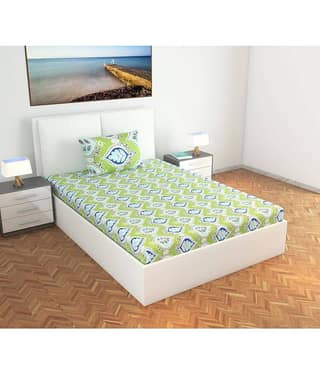 DIVINE CASA Cotton Single Bedsheet ( Green )