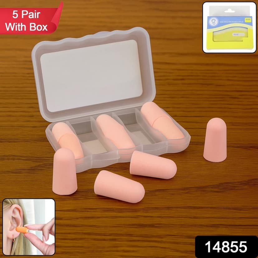 Foam Ear Plugs with Portable Storage Box (5 Pairs) view 2